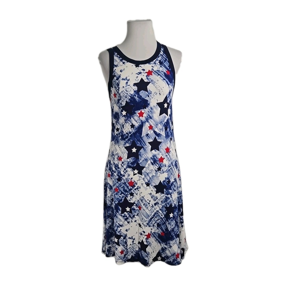 VENUS Patriotic Ribbed Jersey Rayon Sleeveless T-shirt Tank Dress Medium M